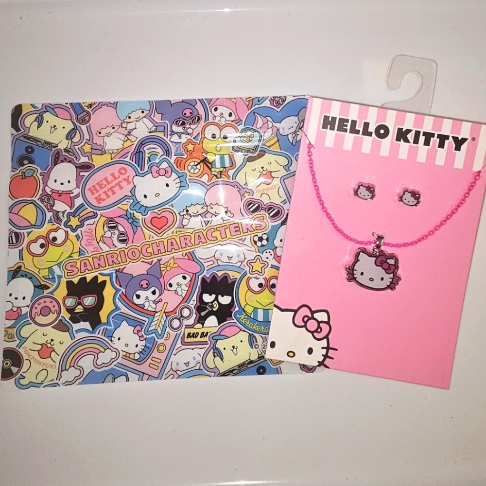 Hello Kitty Necklace & Earring Set New